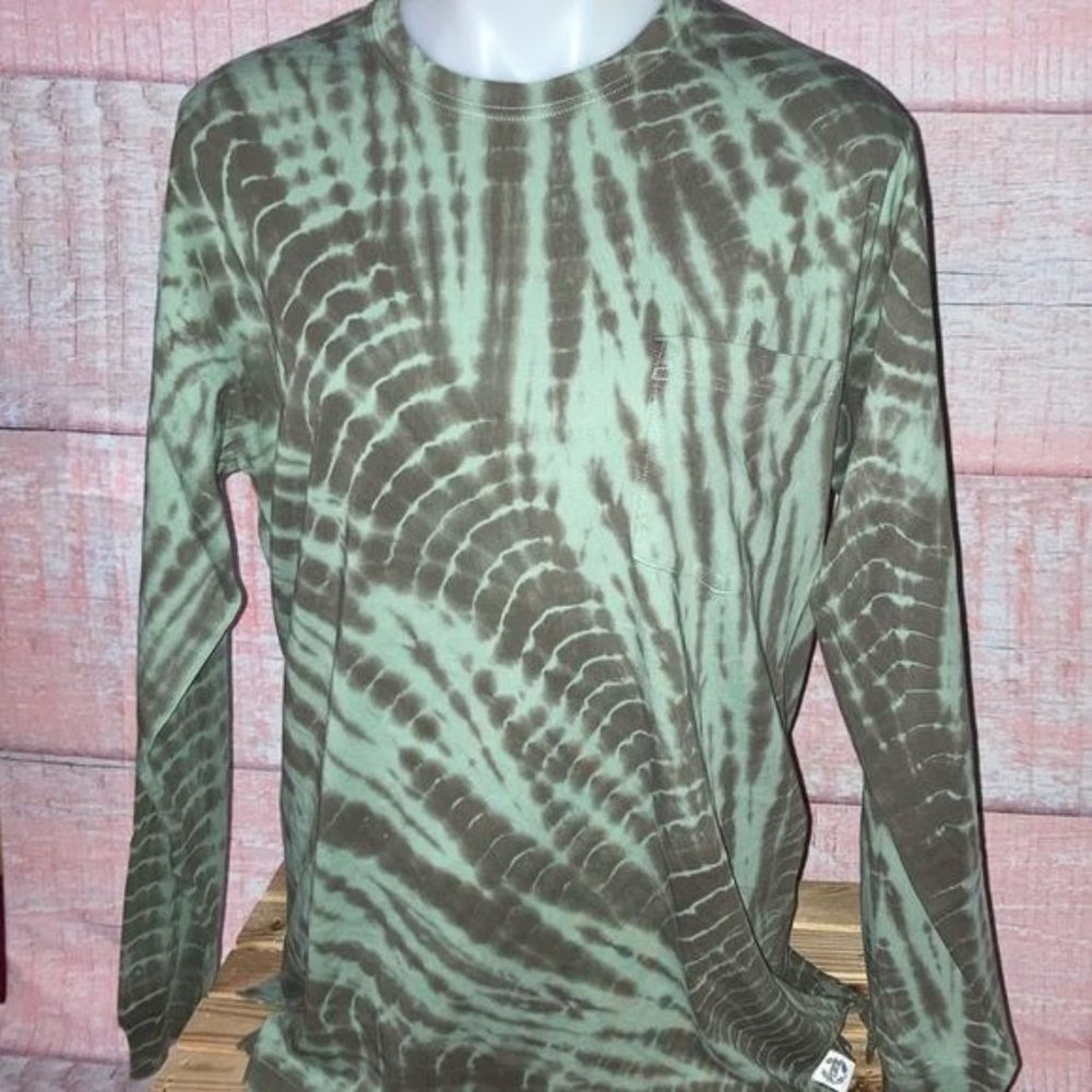 VS PINK- Long Sleeve Tee, Sz:x-S, Oversized Fit, Grn/Blk Tiedyed *NWT*